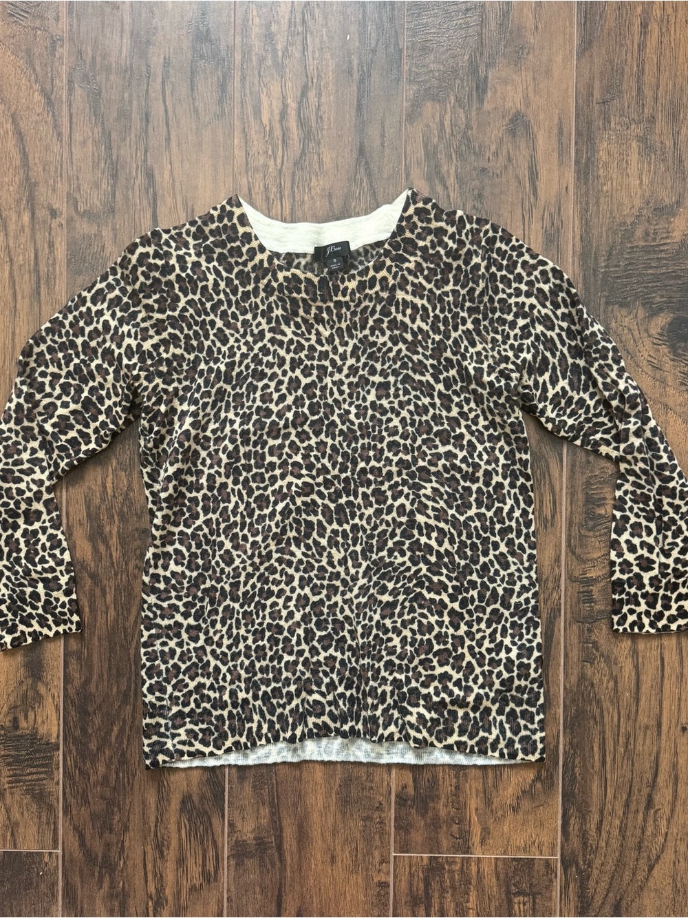 J.Crew Small Leopard Print Merino Wool Crewneck Sweater